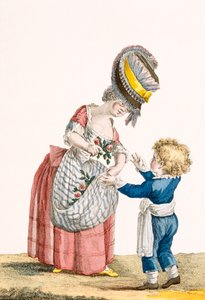 Young peasant girl with young boy, engraved by Dupin, plate from 